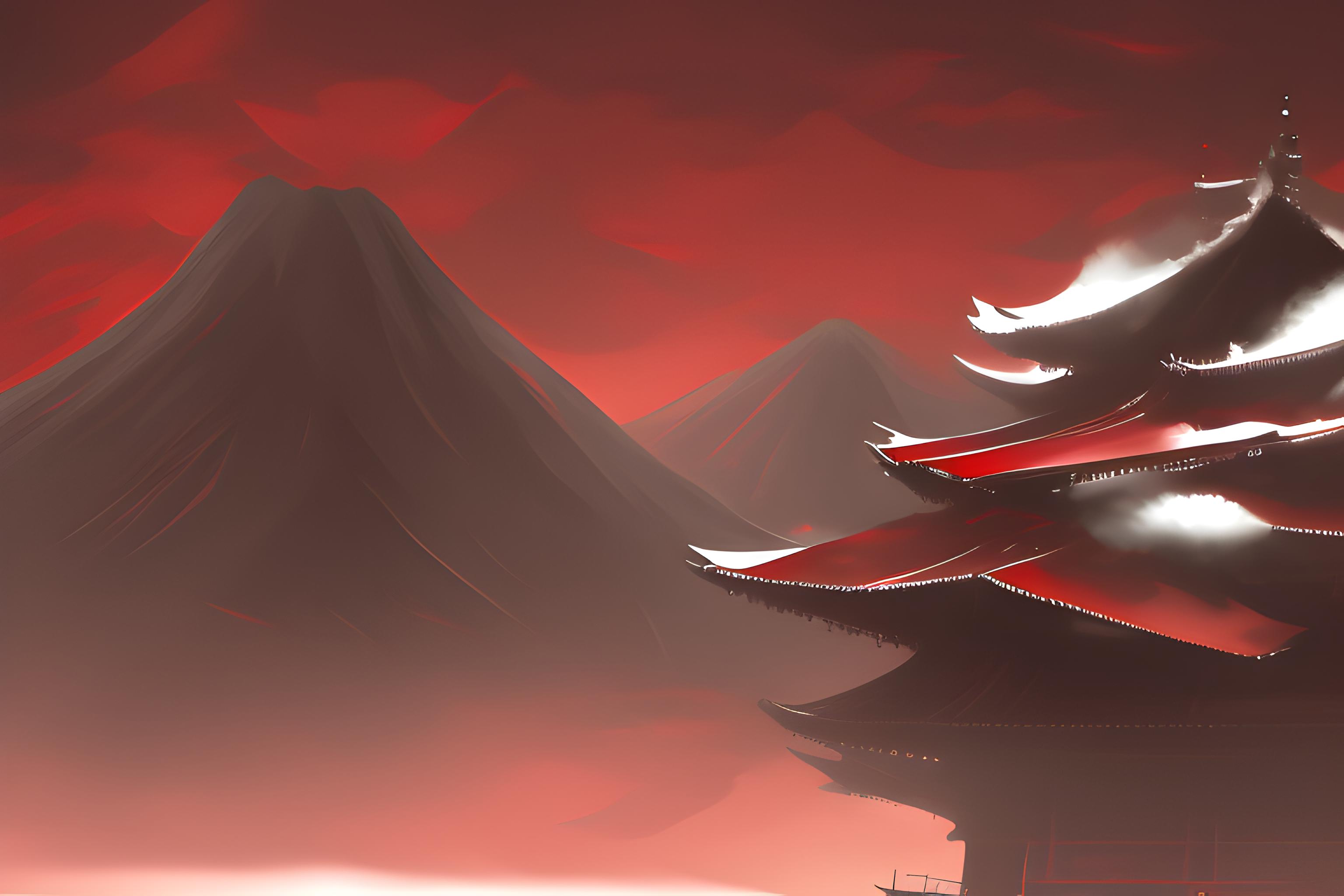 Un fond d'écran de guerrier dans les themes noir et rouge avec des erables japonais
